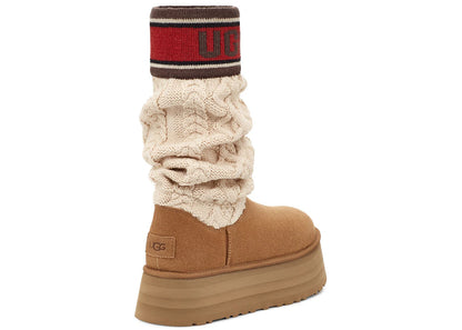 ugg classic sweater letter boot chestnut (women's)