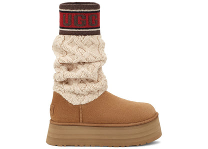 ugg classic sweater letter boot chestnut (women's)