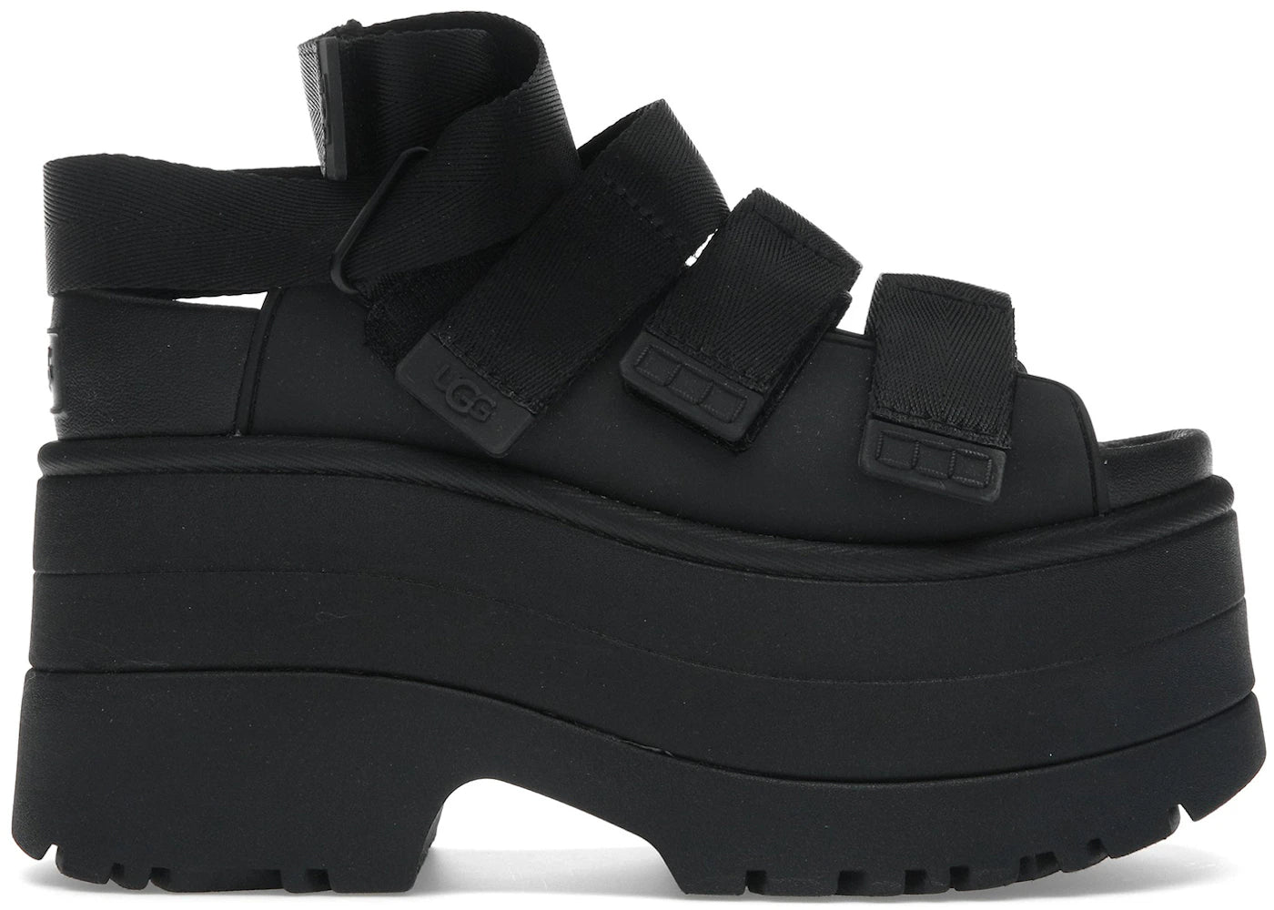 ugg goldenrise platform sandals black (women's)