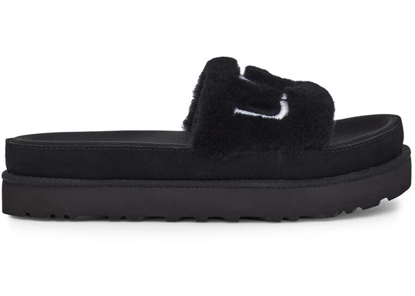 ugg laton fur slide black (women's)