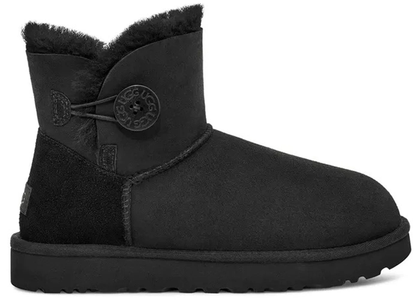 ugg mini bailey button boot black (women's)