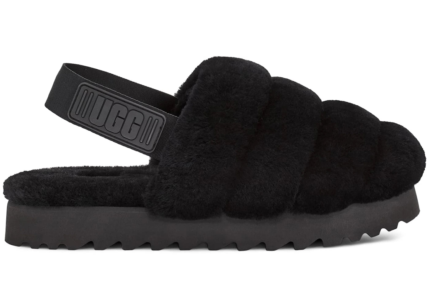 ugg super fluff slipper black (women's)