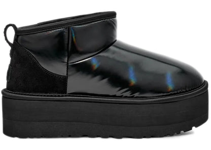 ugg ultra mini platform hi shine boot black (women's)