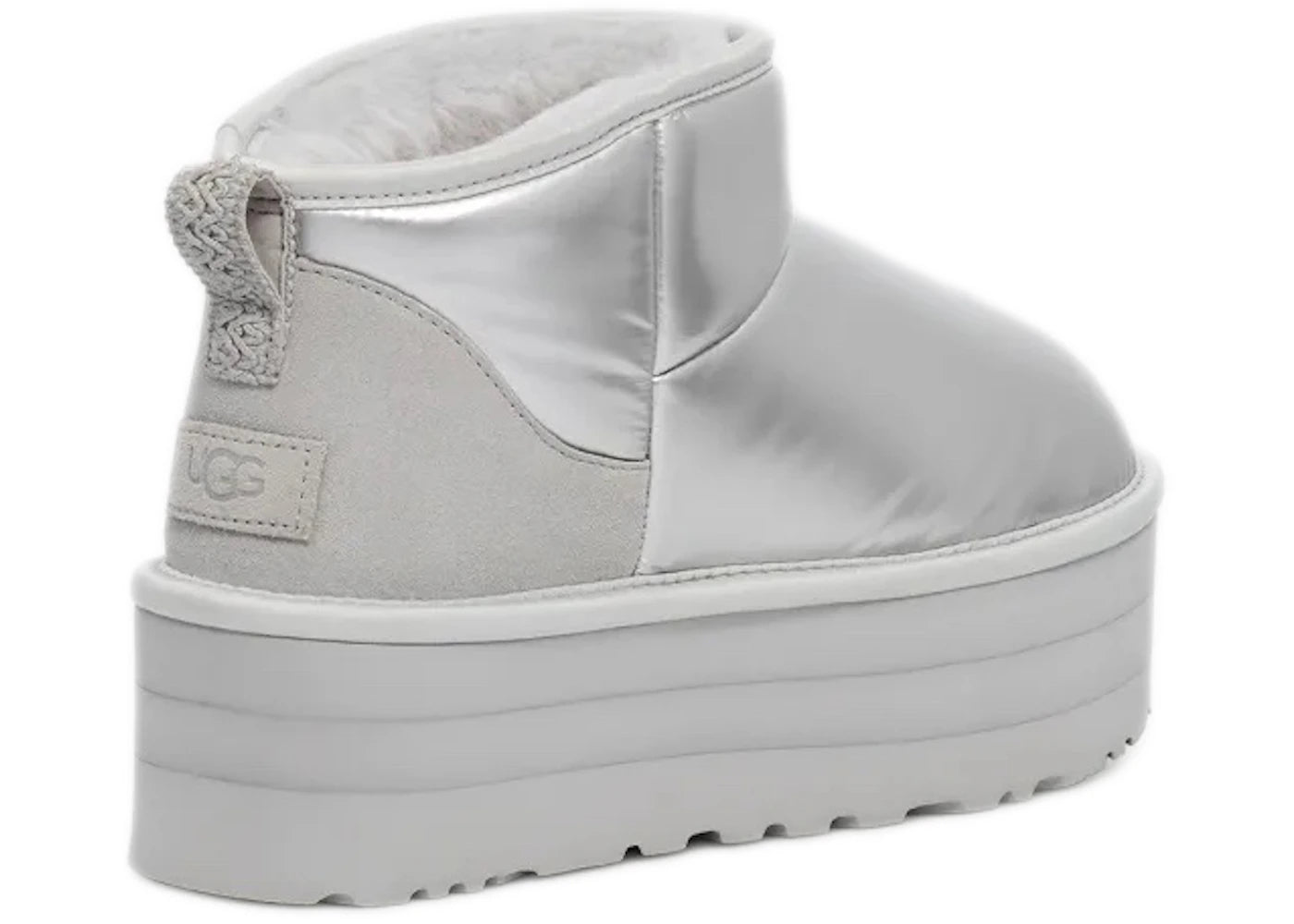 ugg ultra mini platform hi shine boot silver (women's)