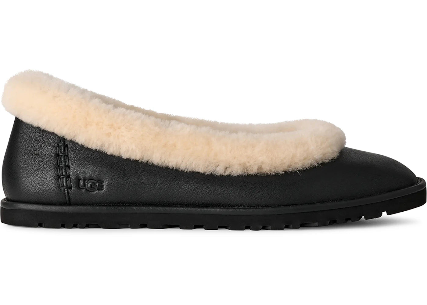 ugg zora leather ballet flat black (women's)