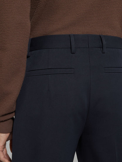 Zegna Navy Blue Cotton And Wool Pants