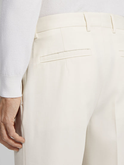 Zegna White Cotton And Wool Pants