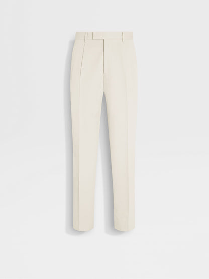Zegna White Cotton And Wool Pants