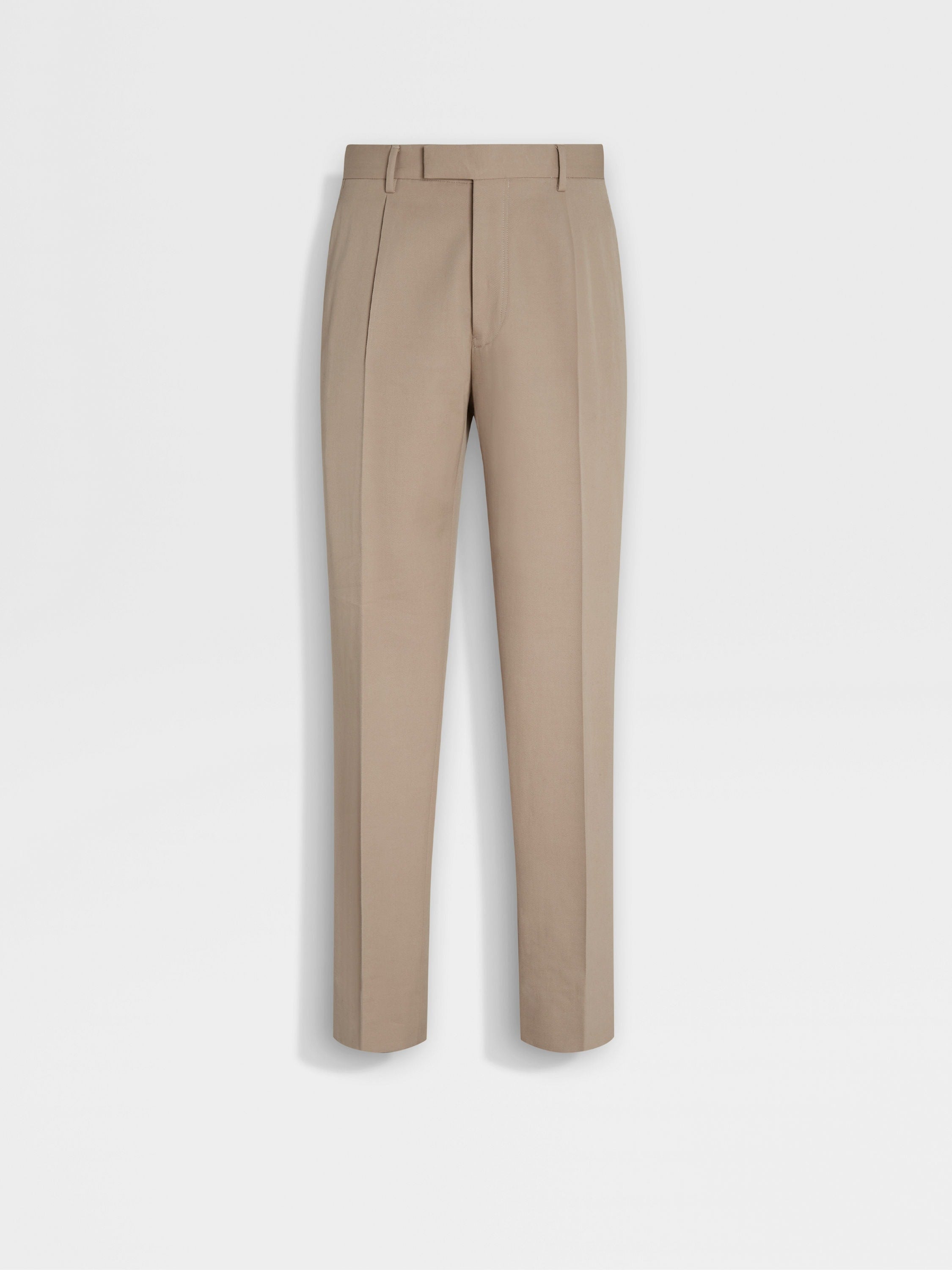 Zegna Light Taupe Cotton And Wool Pants