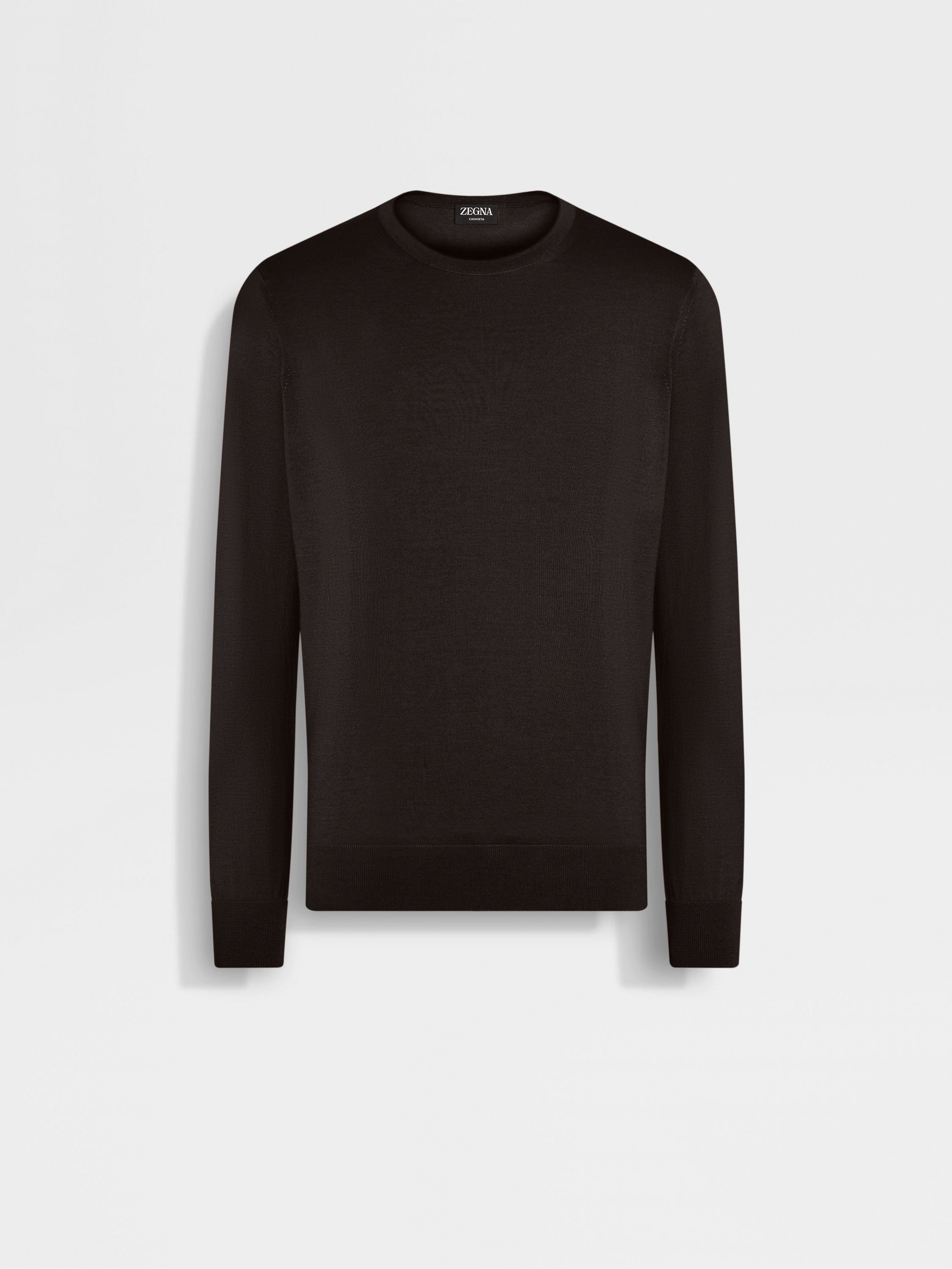 Zegna Dark Brown Mlange Cashseta Crewneck