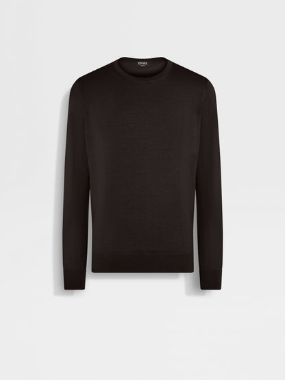 Zegna Dark Brown Mlange Cashseta Crewneck