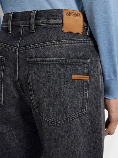 Zegna Dark Grey Stone Washed Cotton Roccia Pants