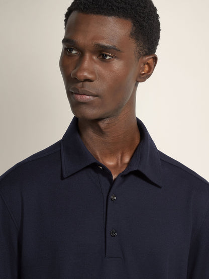 Zegna Ink Blue Vellus Aureum Polo Shirt