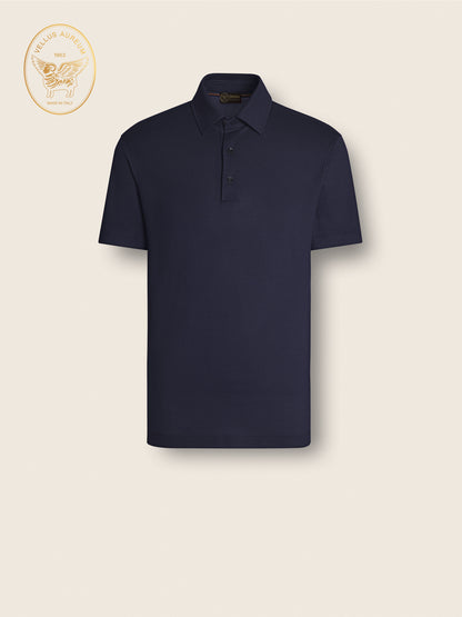 Zegna Ink Blue Vellus Aureum Polo Shirt