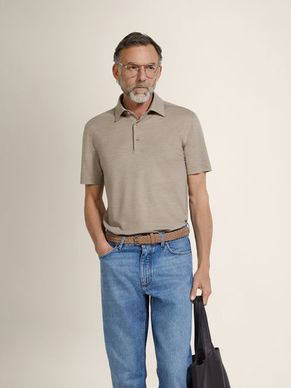Zegna Light Taupe Vellus Aureum Polo Shirt
