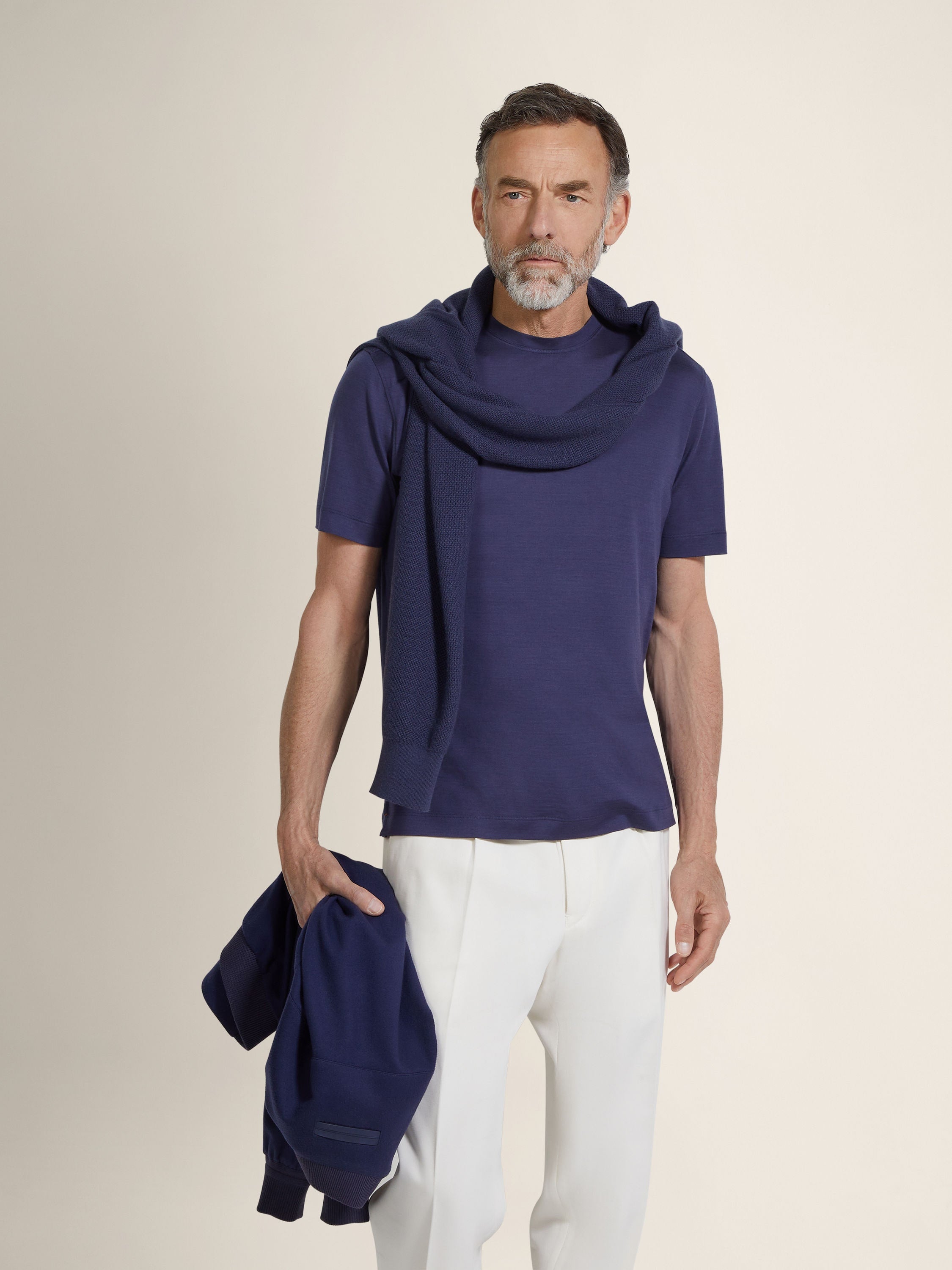 Zegna Ink Blue Vellus Aureum T-Shirt