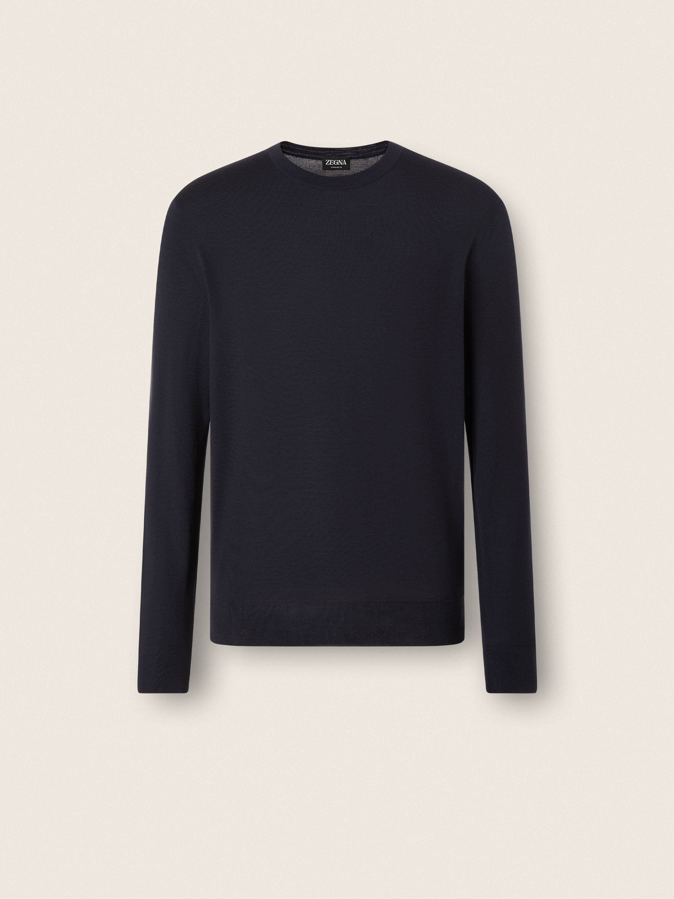 Zegna Navy Blue Wool Crewneck