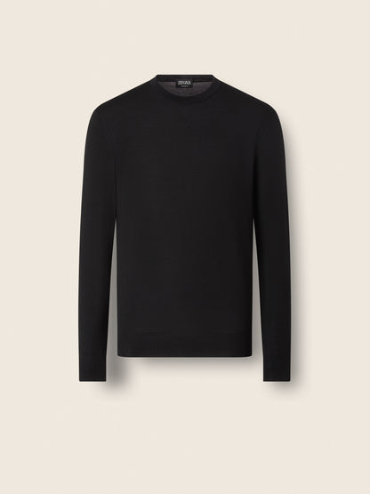 Zegna Black Wool Crewneck