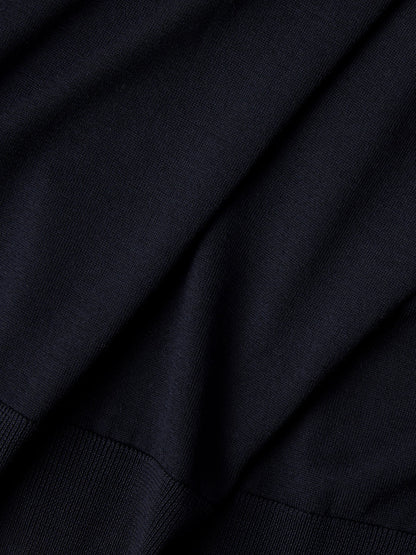 Zegna Navy Blue Wool Full Zip Cardigan