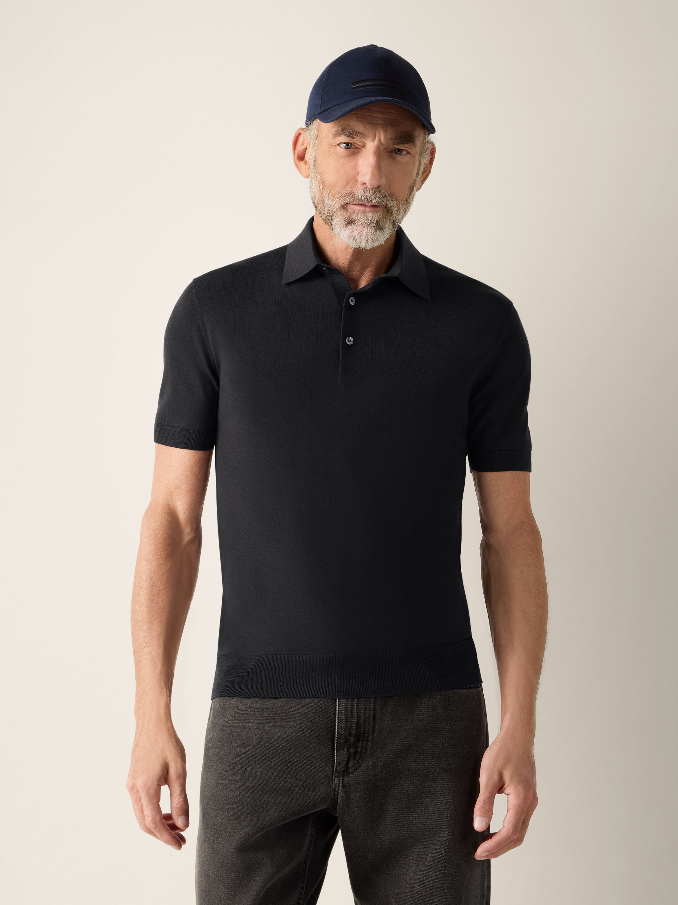Zegna Black Wool Polo Shirt