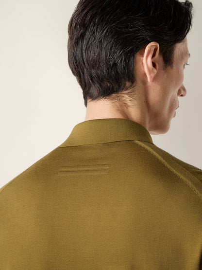 Zegna Olive Green Wool Polo Shirt