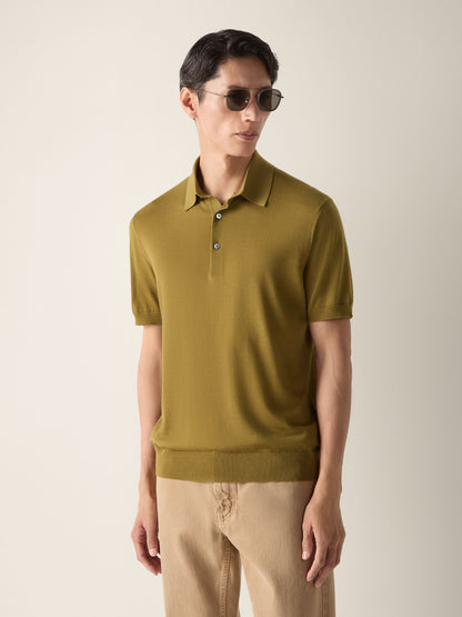 Zegna Olive Green Wool Polo Shirt