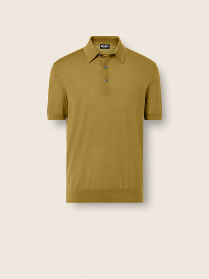 Zegna Olive Green Wool Polo Shirt