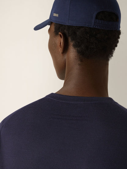 Zegna Navy Blue Wool T-Shirt
