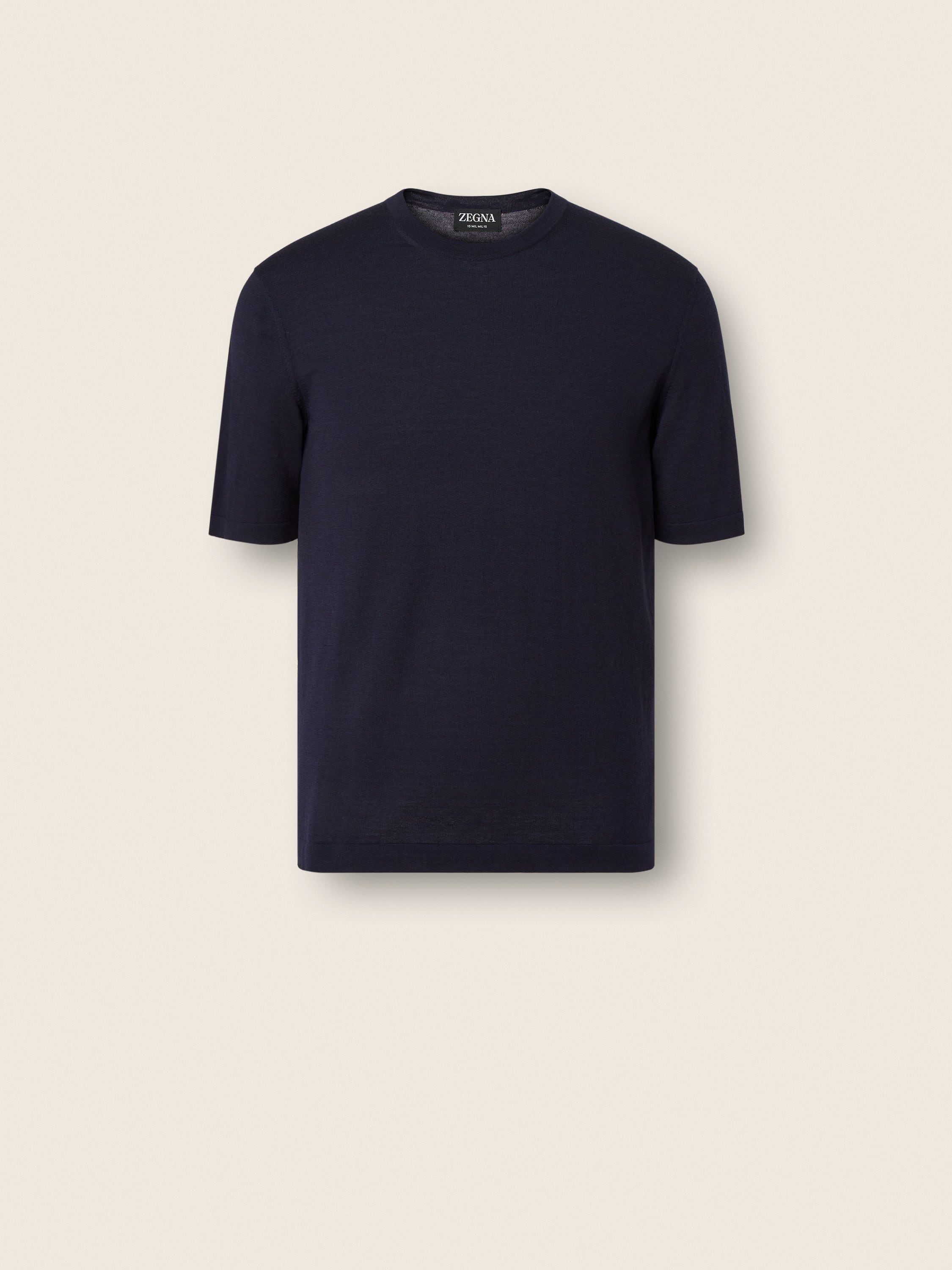 Zegna Navy Blue Wool T-Shirt