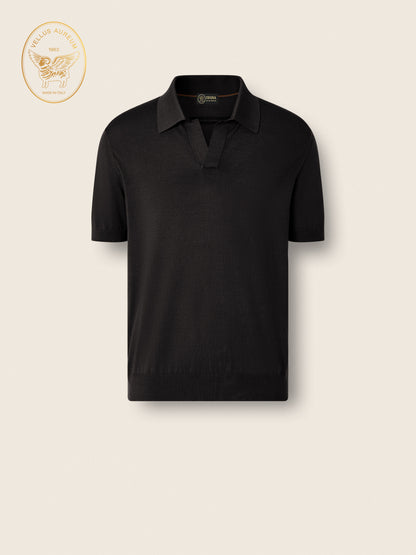 Zegna Black Vellus Aureum Polo Shirt