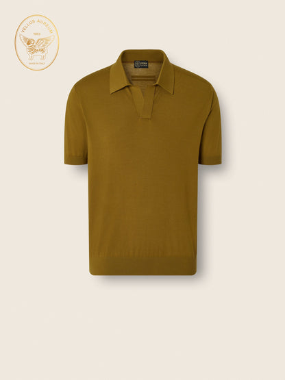 Zegna Olive Green Vellus Aureum Polo Shirt