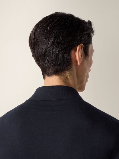 Zegna Navy Blue Vellus Aureum Polo Shirt