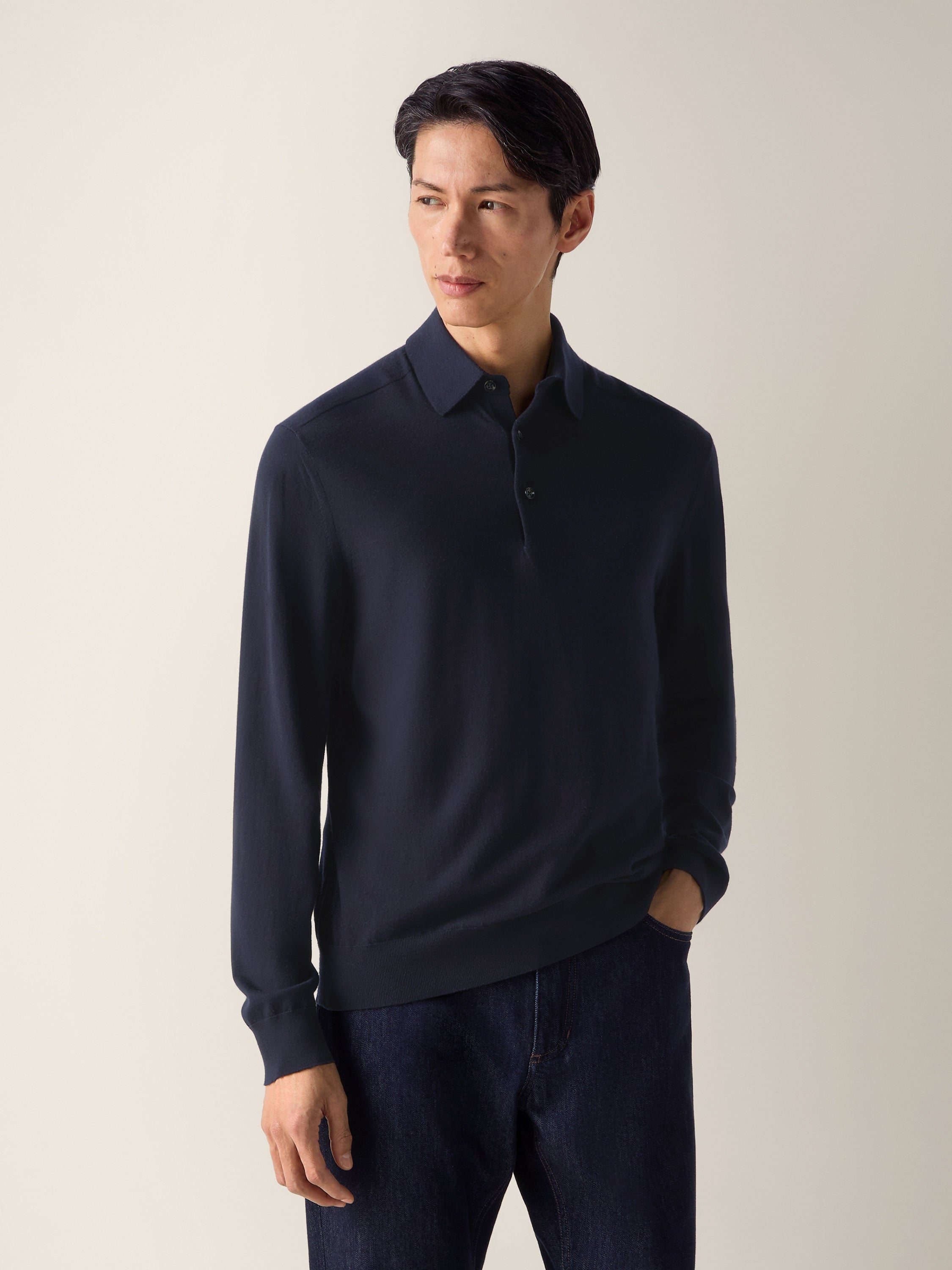 Zegna Navy Blue Vellus Aureum Polo Shirt