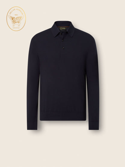 Zegna Navy Blue Vellus Aureum Polo Shirt