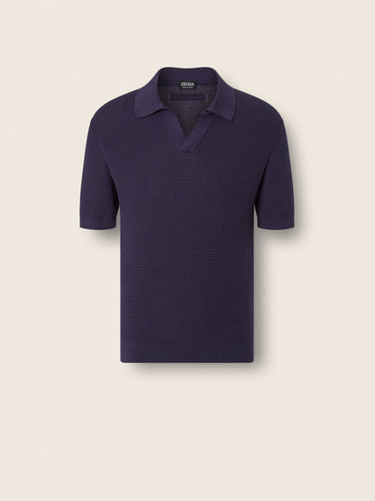 Zegna Dark Indigo Blue Premium Cotton Polo Shirt