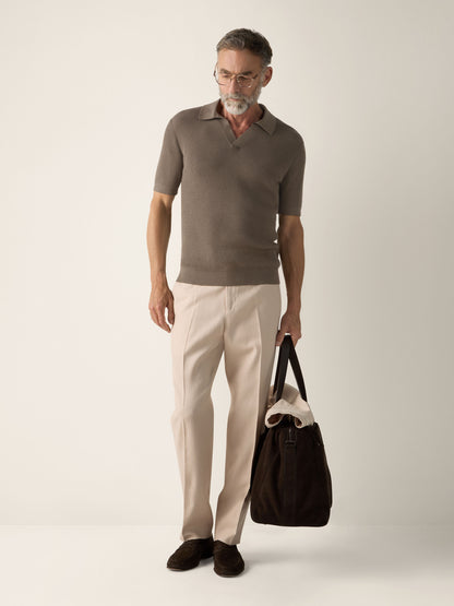 Zegna Dark Taupe Premium Cotton Polo Shirt