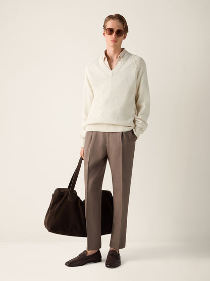 Zegna White Cotton V-Neck
