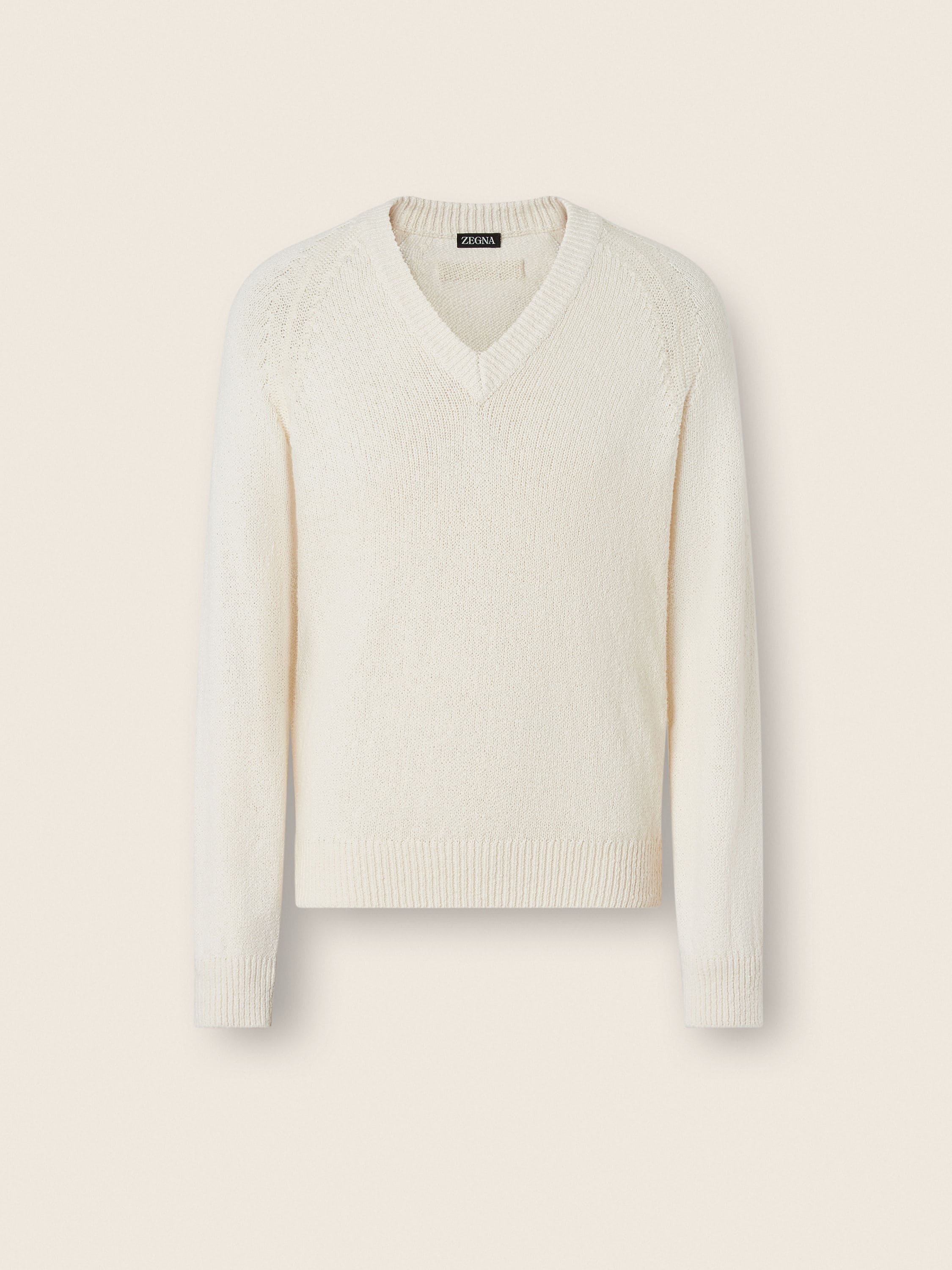Zegna White Cotton V-Neck