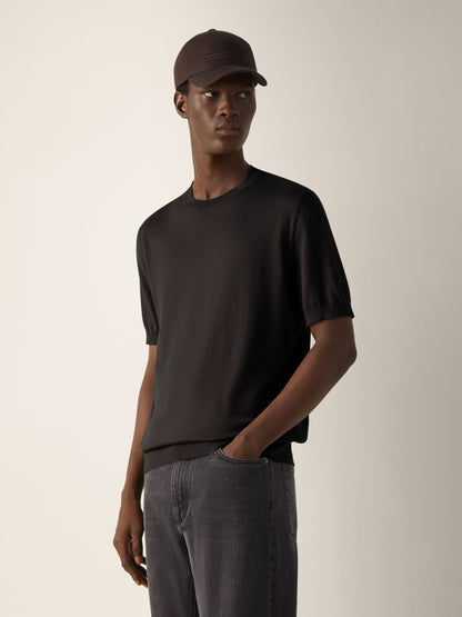 Zegna Dark Brown Premium Cotton T-Shirt