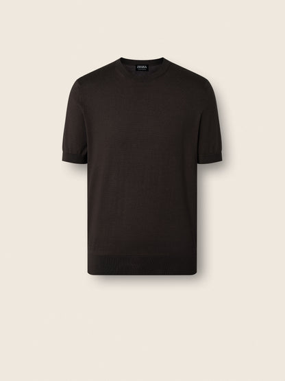 Zegna Dark Brown Premium Cotton T-Shirt