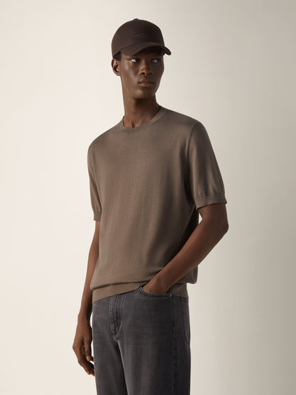 Zegna Dark Taupe Premium Cotton T-Shirt