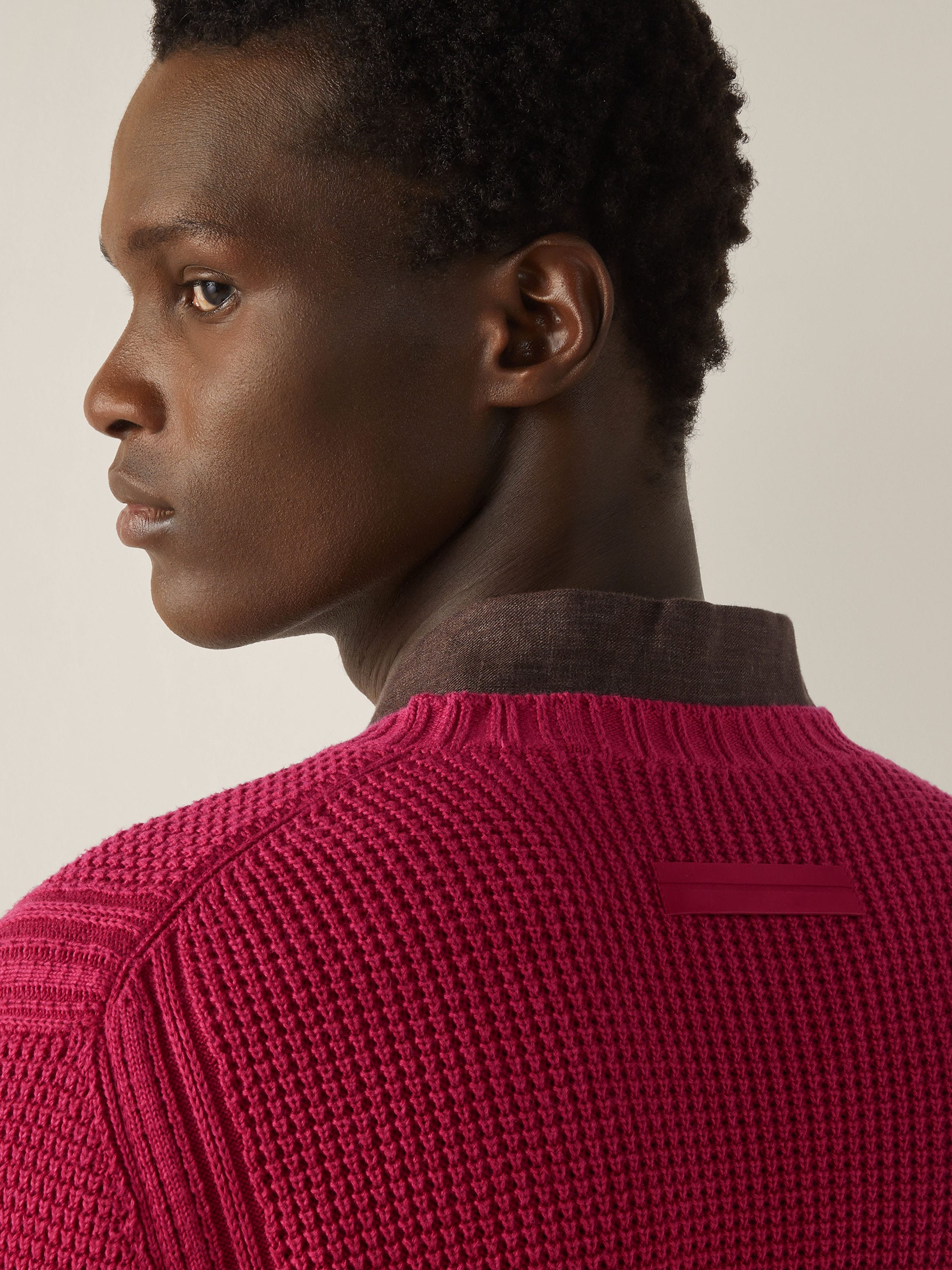 Zegna Dark Pink Cotton And Silk V-Neck