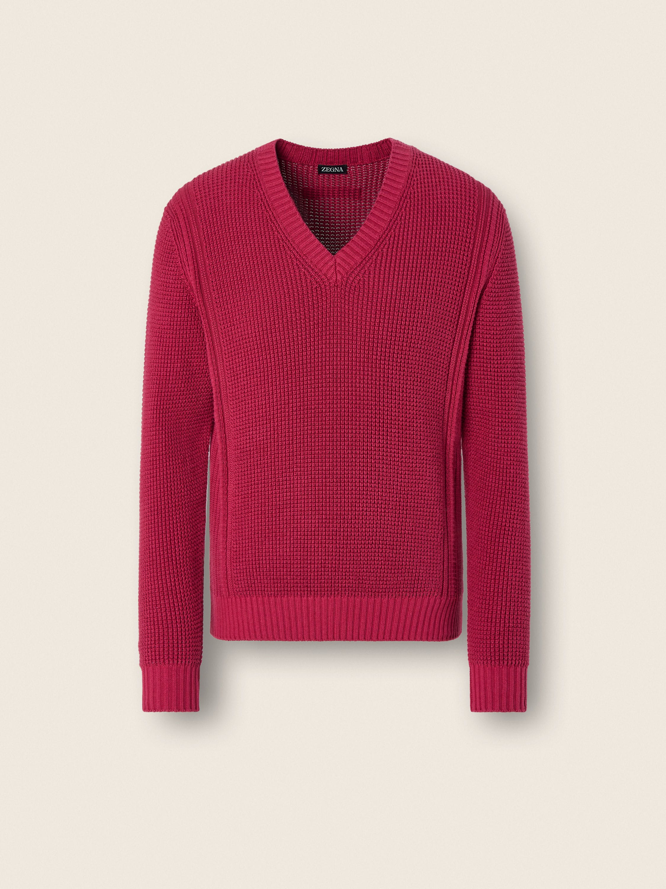 Zegna Dark Pink Cotton And Silk V-Neck