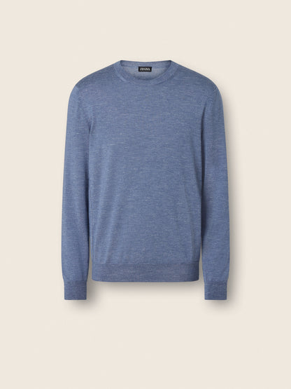 Zegna Lilac Mlange Silk Cashmere And Linen Crewneck