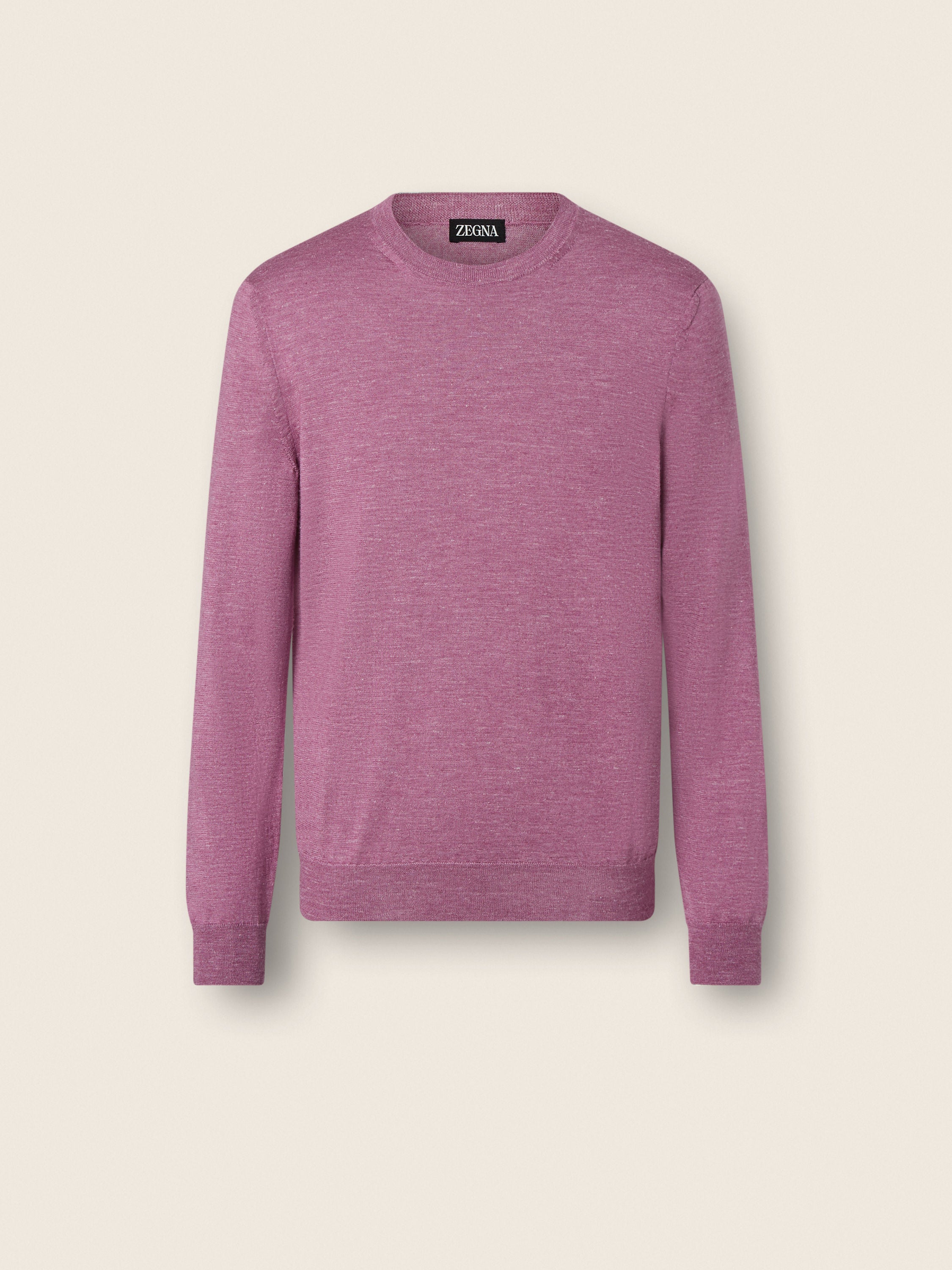 Zegna Pink Mlange Silk Cashmere And Linen Crewneck