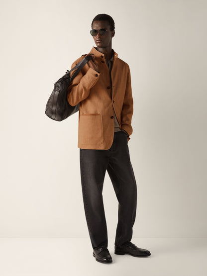 Zegna Light Taupe Cashmere And Silk Polo Shirt