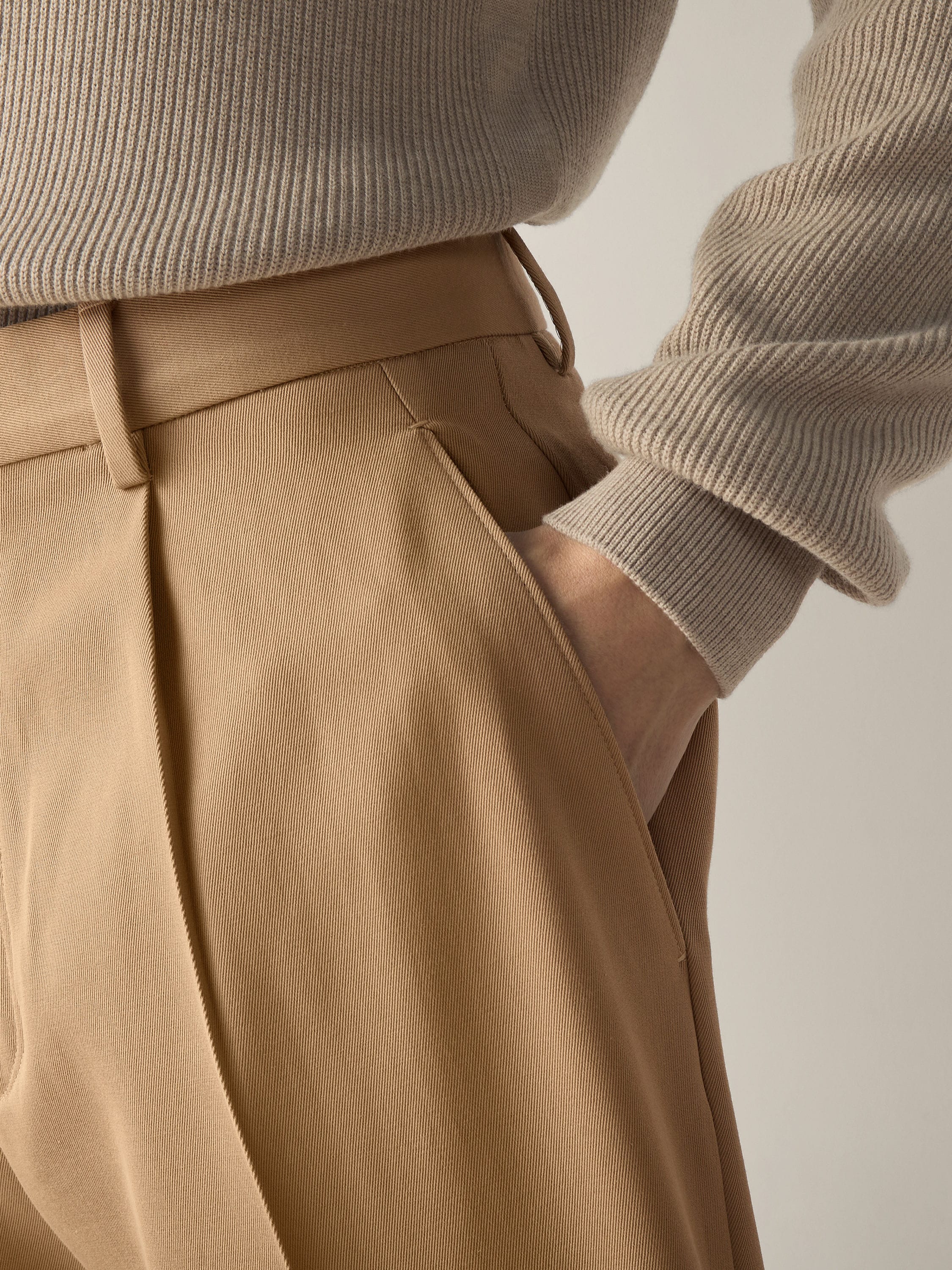 Zegna Beige Cotton And Wool Pants