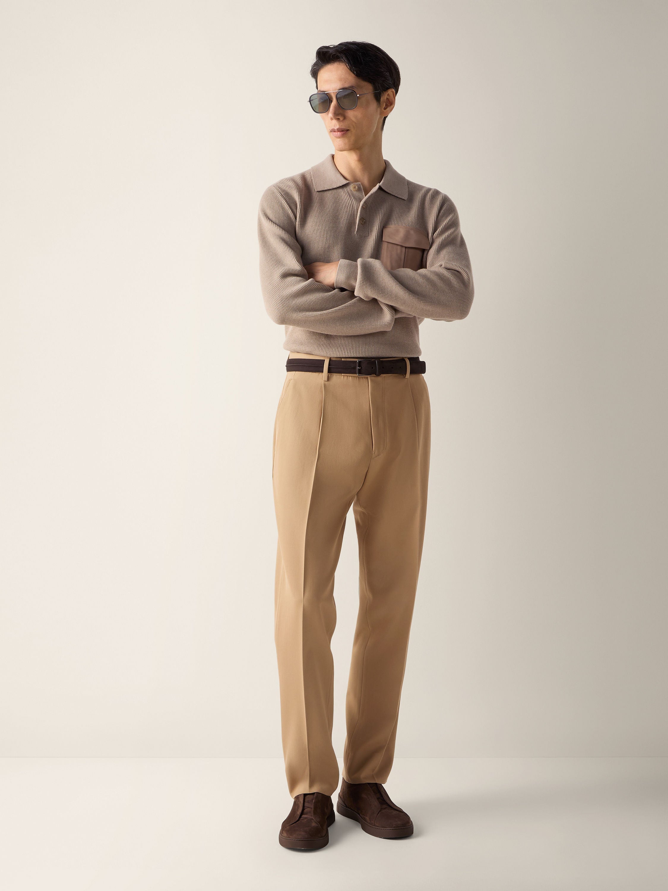 Zegna Beige Cotton And Wool Pants