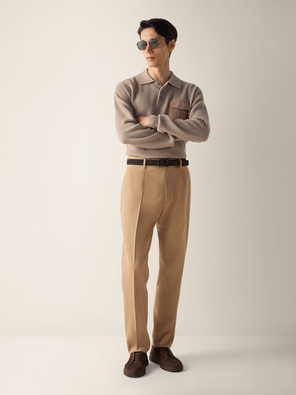 Zegna Beige Cotton And Wool Pants
