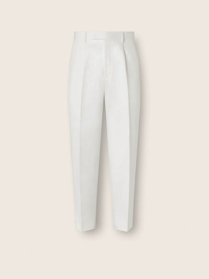 Zegna White Cotton And Linen Pants